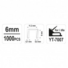 YATO Set de 1000 capse 6 mm /0.7x11.3 mm..